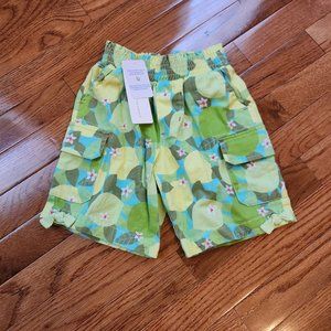 3T Lime print embroidered cotton cargo shorts